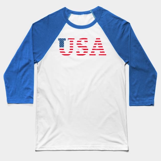 Vintage USA flag text Baseball T-Shirt by Cute Tees Kawaii